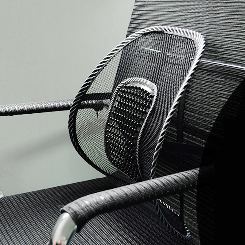 Breathable Mesh Car Lumbar Support Cushion with Massage Option