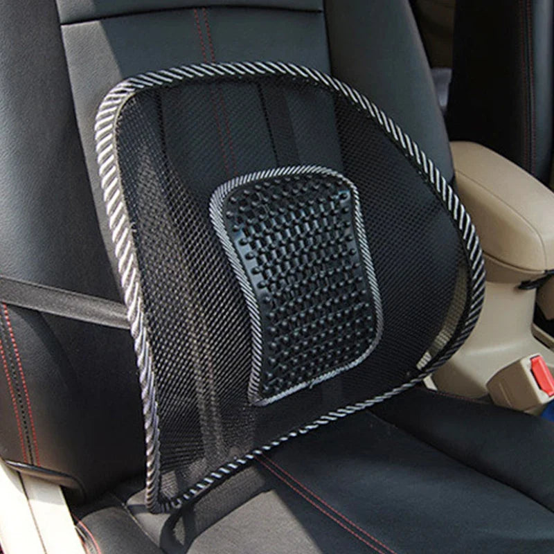 Breathable Mesh Car Lumbar Support Cushion with Massage Option