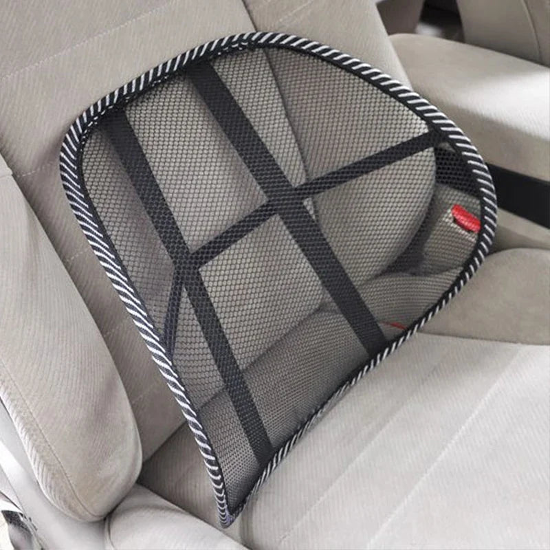 Breathable Mesh Car Lumbar Support Cushion with Massage Option