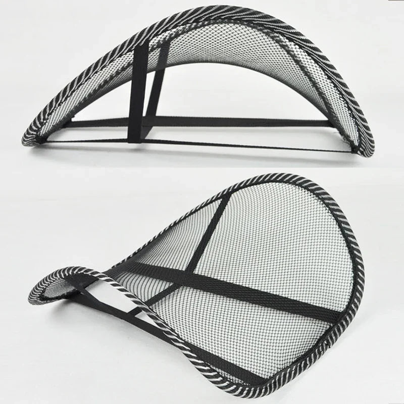 Breathable Mesh Car Lumbar Support Cushion with Massage Option