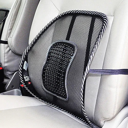 Breathable Mesh Car Lumbar Support Cushion with Massage Option