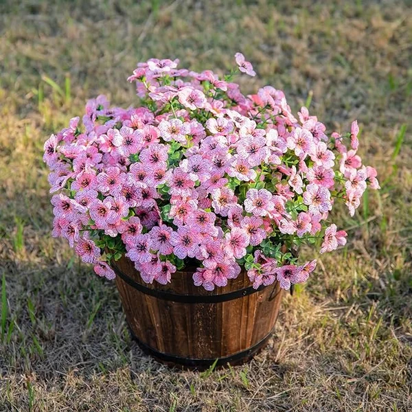 Artificial Hanging Flower Basket with Realistic Floral Arrangement for Home and Garden