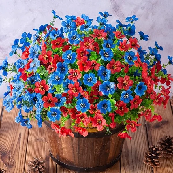 Artificial Hanging Flower Basket with Realistic Floral Arrangement for Home and Garden