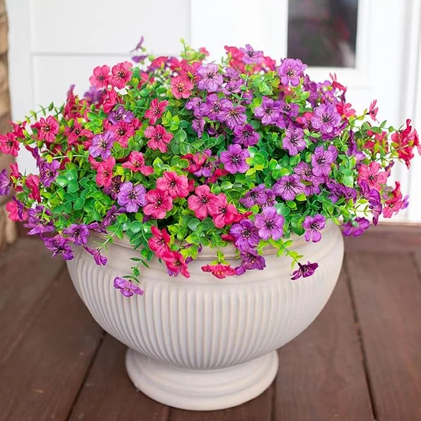 Artificial Hanging Flower Basket with Realistic Floral Arrangement for Home and Garden