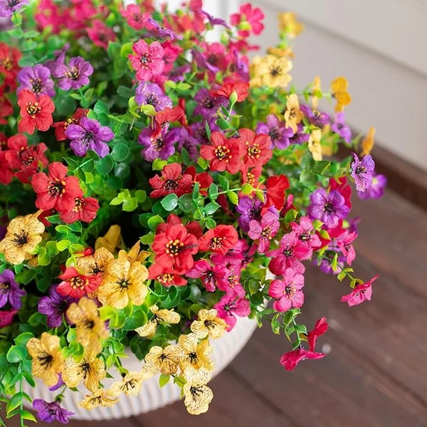 Artificial Hanging Flower Basket with Realistic Floral Arrangement for Home and Garden