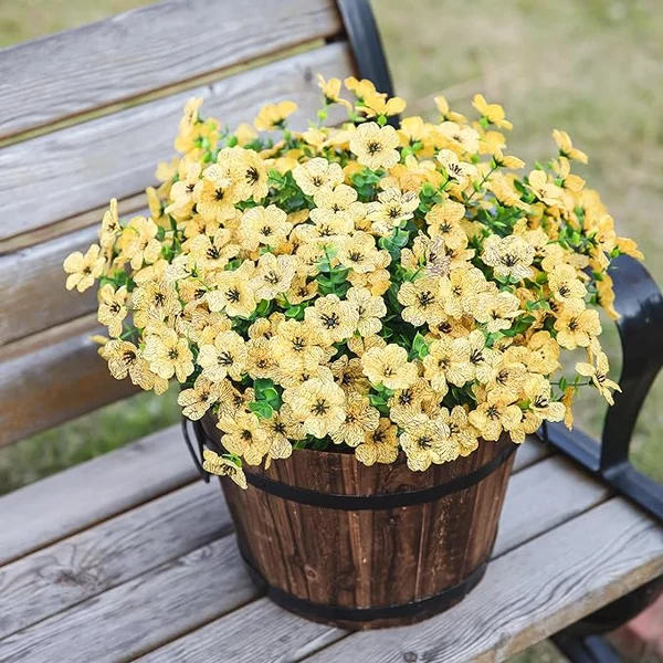 Artificial Hanging Flower Basket with Realistic Floral Arrangement for Home and Garden