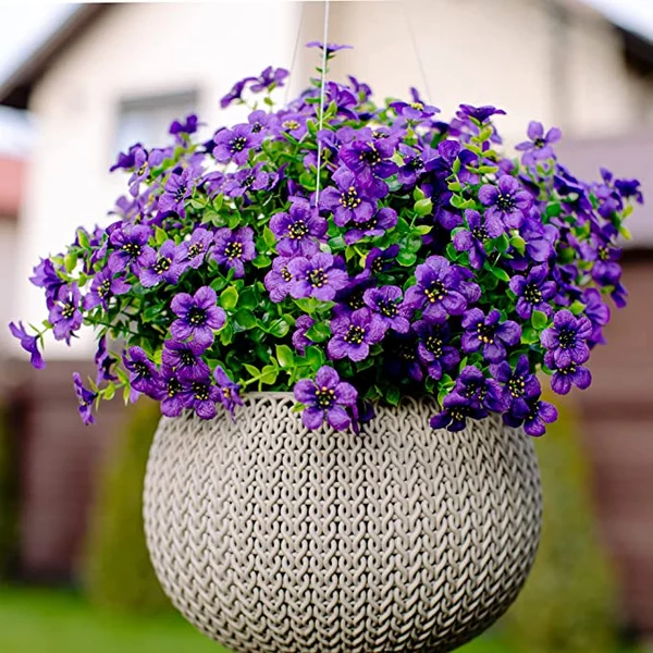 Artificial Hanging Flower Basket with Realistic Floral Arrangement for Home and Garden