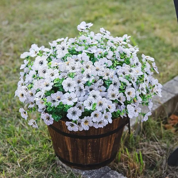 Artificial Hanging Flower Basket with Realistic Floral Arrangement for Home and Garden