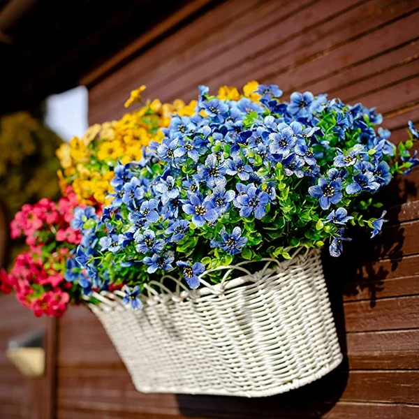 Artificial Hanging Flower Basket with Realistic Floral Arrangement for Home and Garden