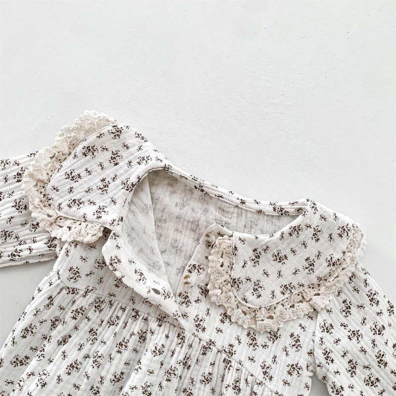 Baby Romper Set for Girls with Floral Print and Bonnet