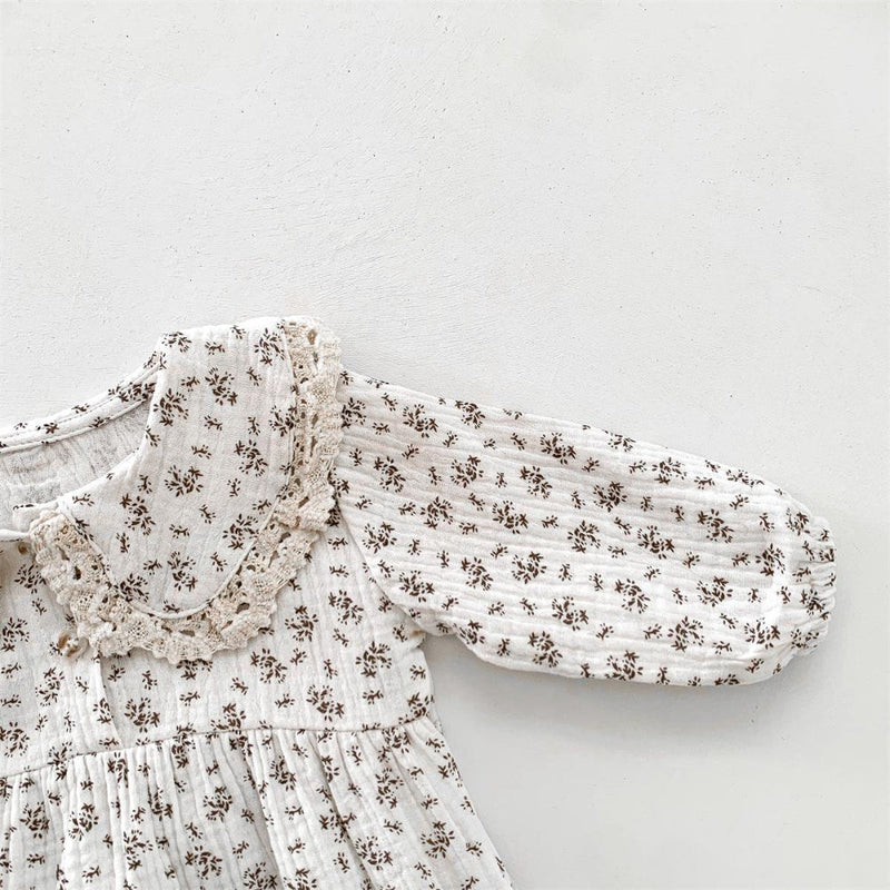 Baby Romper Set for Girls with Floral Print and Bonnet