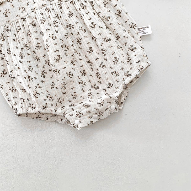 Baby Romper Set for Girls with Floral Print and Bonnet
