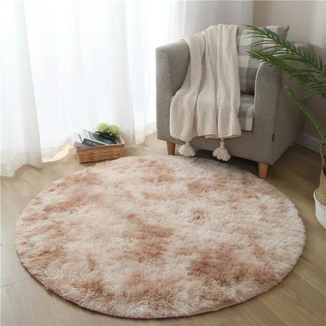 Round Shaggy Plush Rug for Living Room and Bedroom Comfort