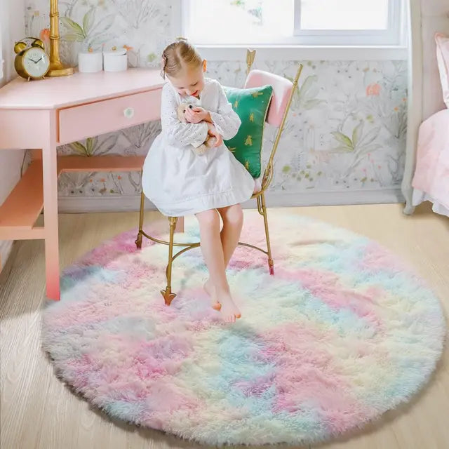 Round Shaggy Plush Rug for Living Room and Bedroom Comfort