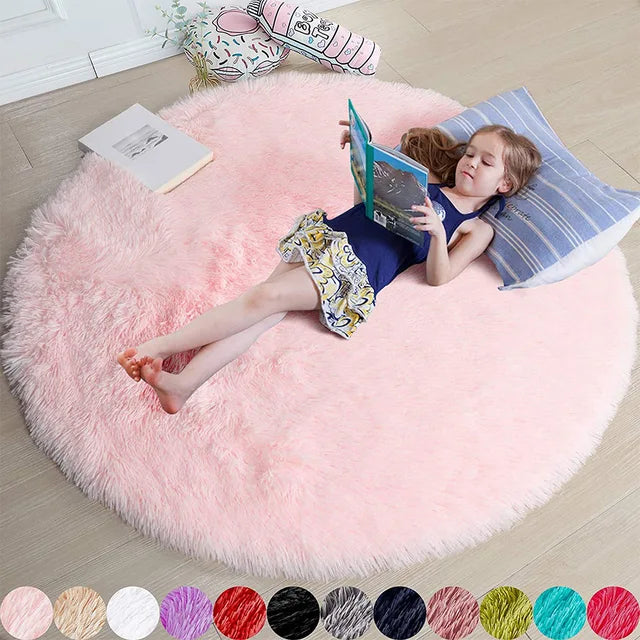 Round Shaggy Plush Rug for Living Room and Bedroom Comfort