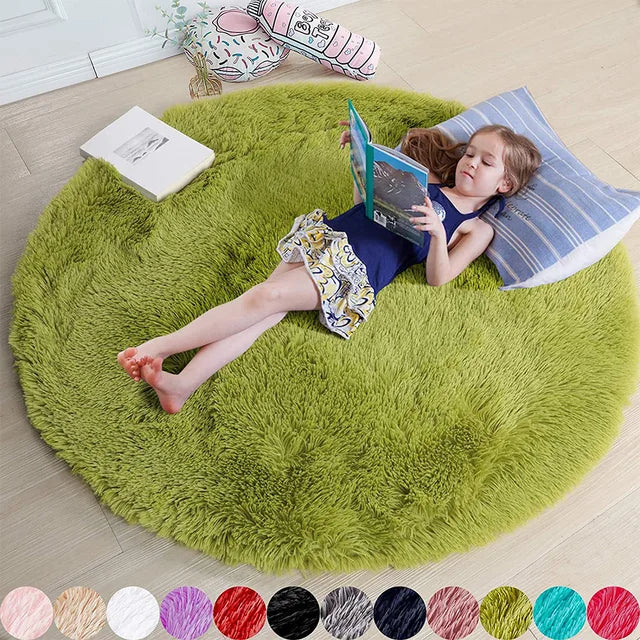 Round Shaggy Plush Rug for Living Room and Bedroom Comfort