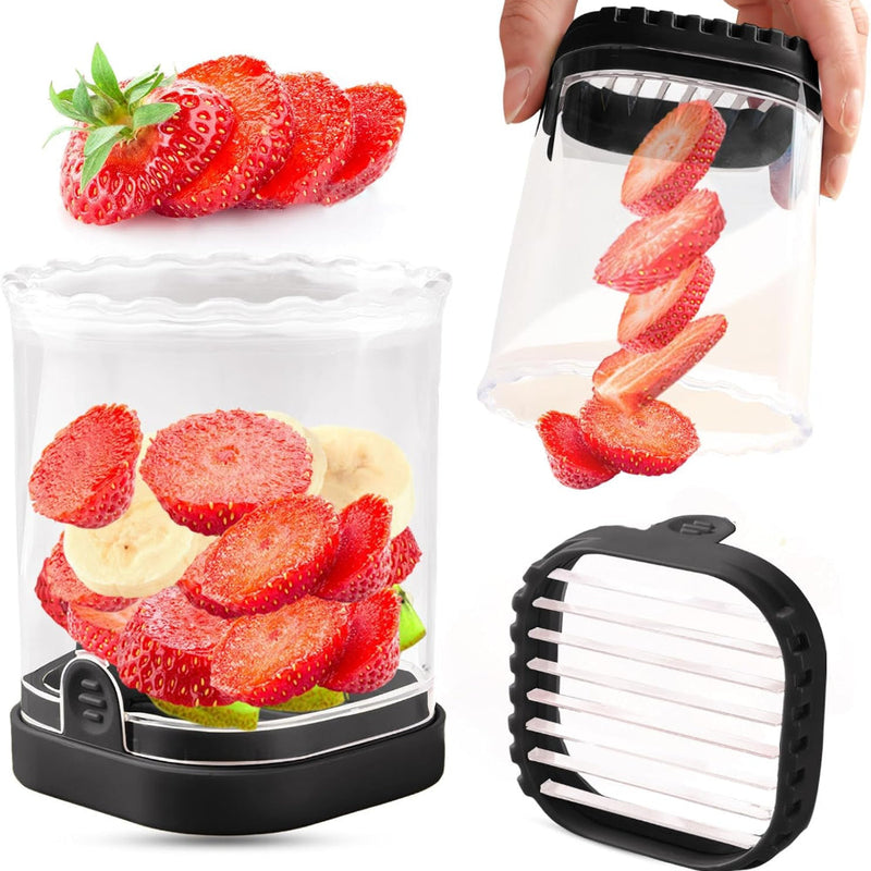 Fruit Slicer with Collection Bowl and Interchangeable Blades for Quick Cutting