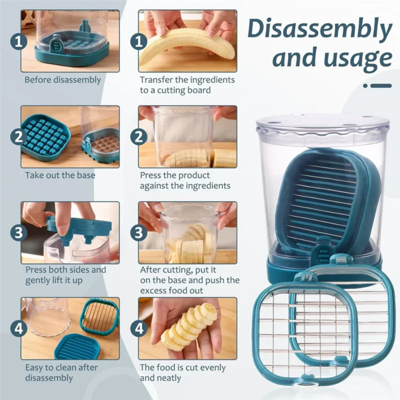 Fruit Slicer with Collection Bowl and Interchangeable Blades for Quick Cutting