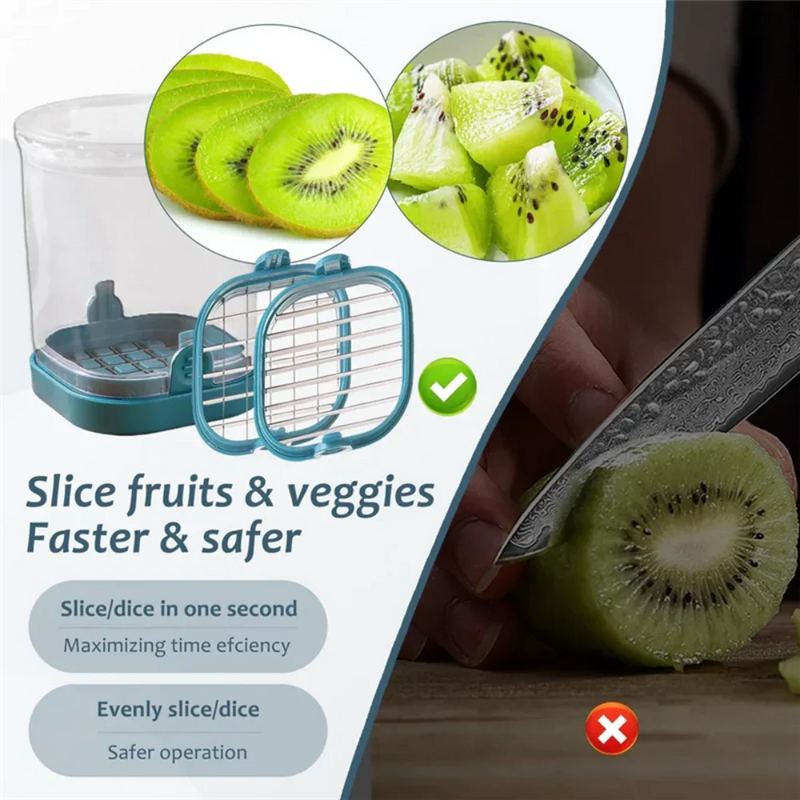 Fruit Slicer with Collection Bowl and Interchangeable Blades for Quick Cutting