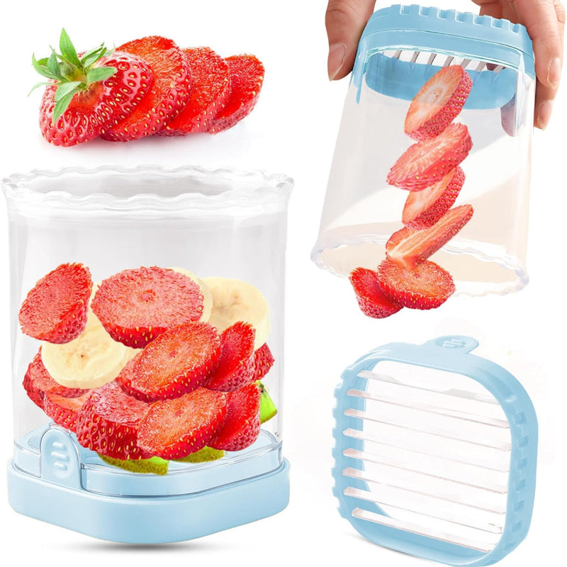 Fruit Slicer with Collection Bowl and Interchangeable Blades for Quick Cutting