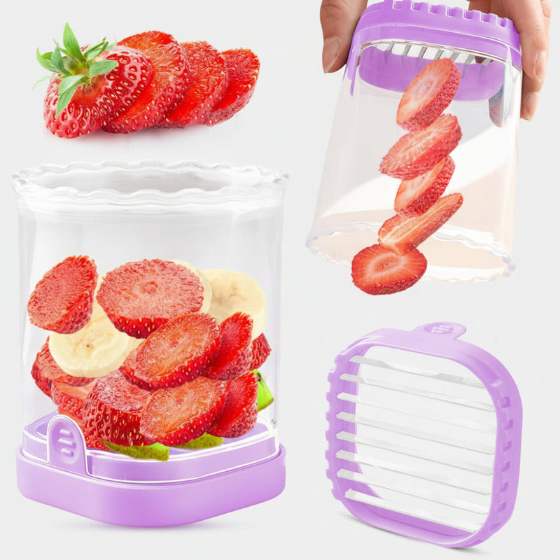 Fruit Slicer with Collection Bowl and Interchangeable Blades for Quick Cutting
