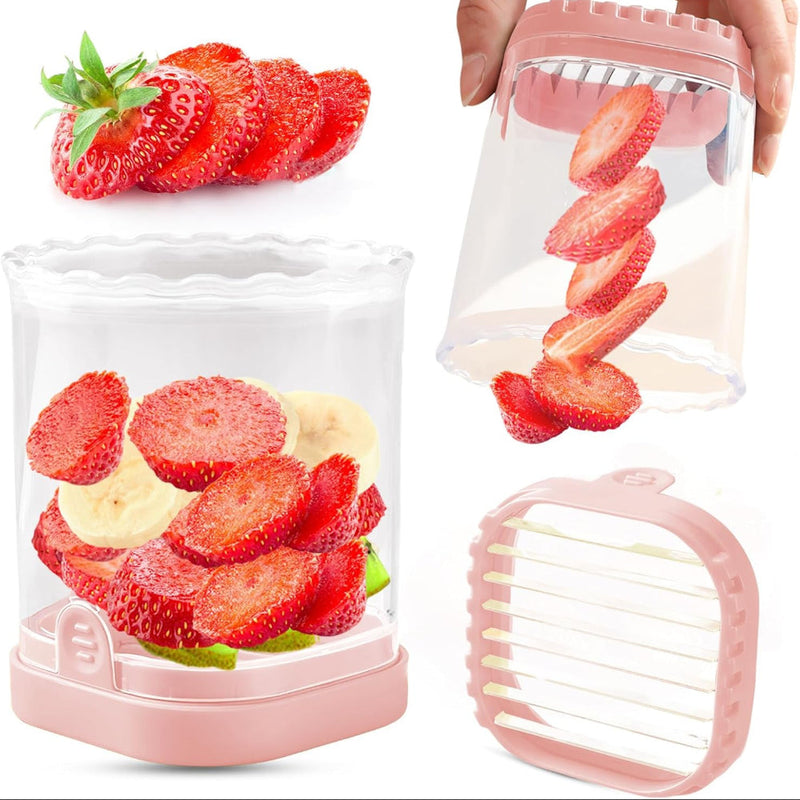 Fruit Slicer with Collection Bowl and Interchangeable Blades for Quick Cutting