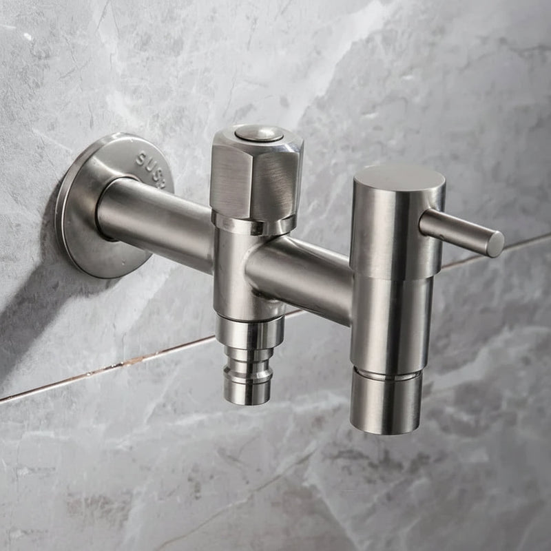 Dual Outlet 304 Stainless Steel Wall-Mounted Tap