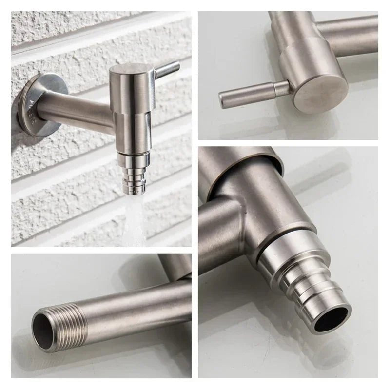 Dual Outlet 304 Stainless Steel Wall-Mounted Tap