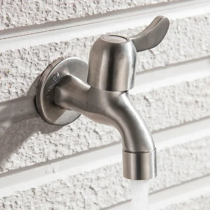 Dual Outlet 304 Stainless Steel Wall-Mounted Tap