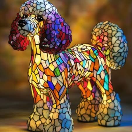 Decorative Dog Table Lamp with Mosaic Design – Atmospheric and Artistic