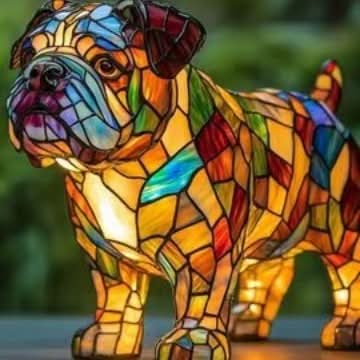 Decorative Dog Table Lamp with Mosaic Design – Atmospheric and Artistic