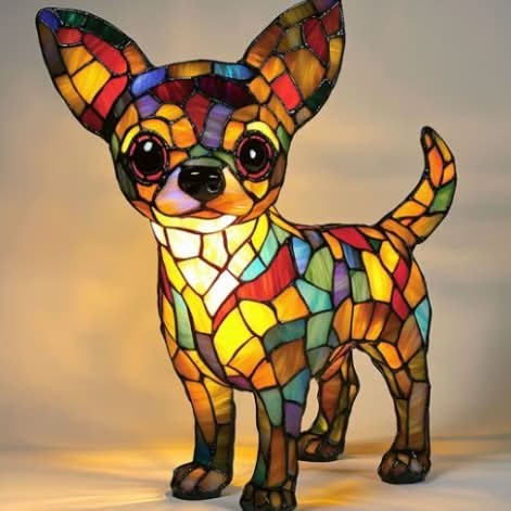 Decorative Dog Table Lamp with Mosaic Design – Atmospheric and Artistic