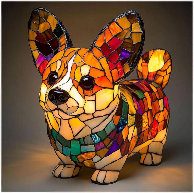 Decorative Dog Table Lamp with Mosaic Design – Atmospheric and Artistic