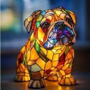 Decorative Dog Table Lamp with Mosaic Design – Atmospheric and Artistic