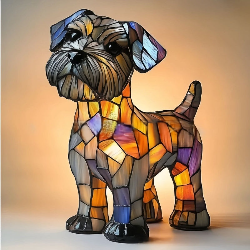 Decorative Dog Table Lamp with Mosaic Design – Atmospheric and Artistic