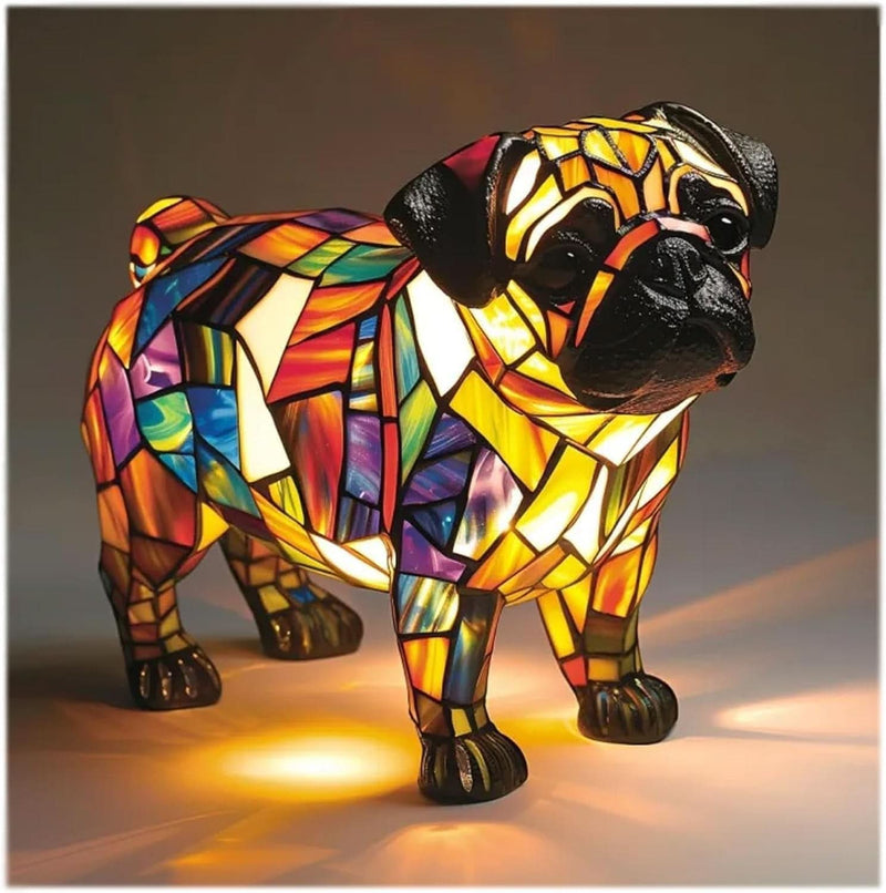 Decorative Dog Table Lamp with Mosaic Design – Atmospheric and Artistic