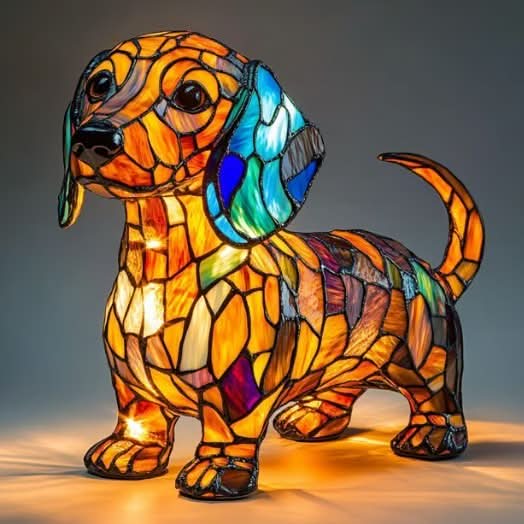Decorative Dog Table Lamp with Mosaic Design – Atmospheric and Artistic