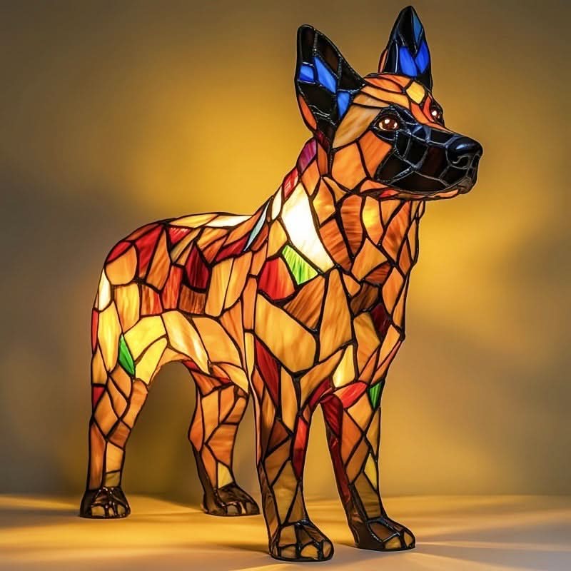 Decorative Dog Table Lamp with Mosaic Design – Atmospheric and Artistic