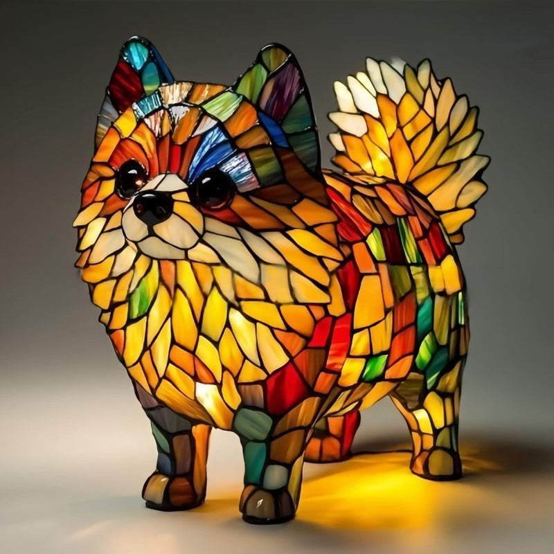 Decorative Dog Table Lamp with Mosaic Design – Atmospheric and Artistic