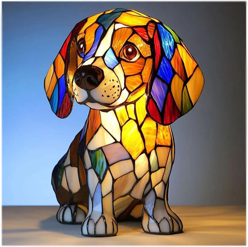 Decorative Dog Table Lamp with Mosaic Design – Atmospheric and Artistic