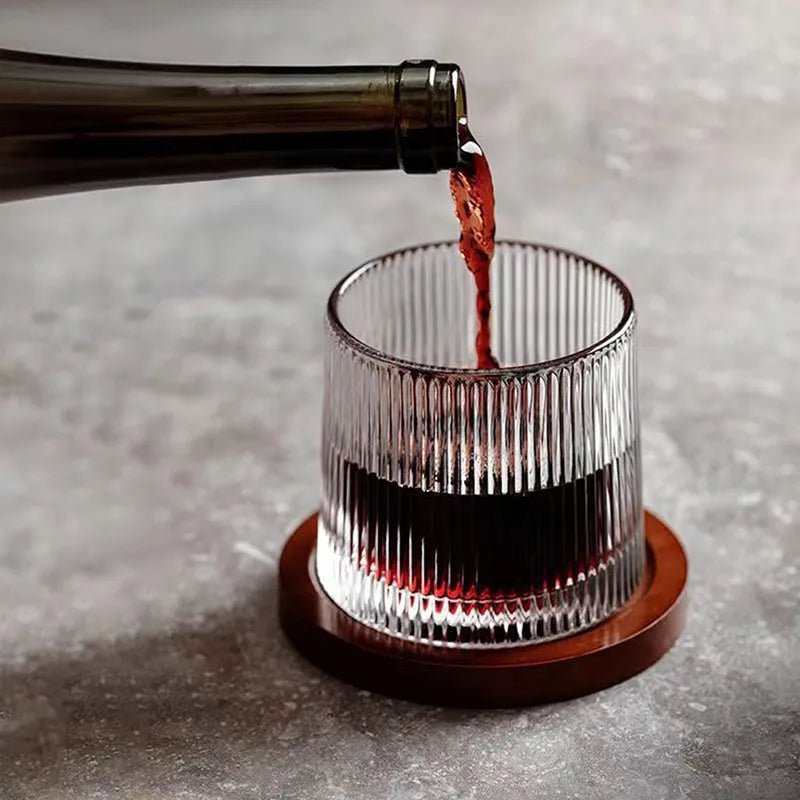 Rotating Crystal Whiskey Glasses with Geometric Design