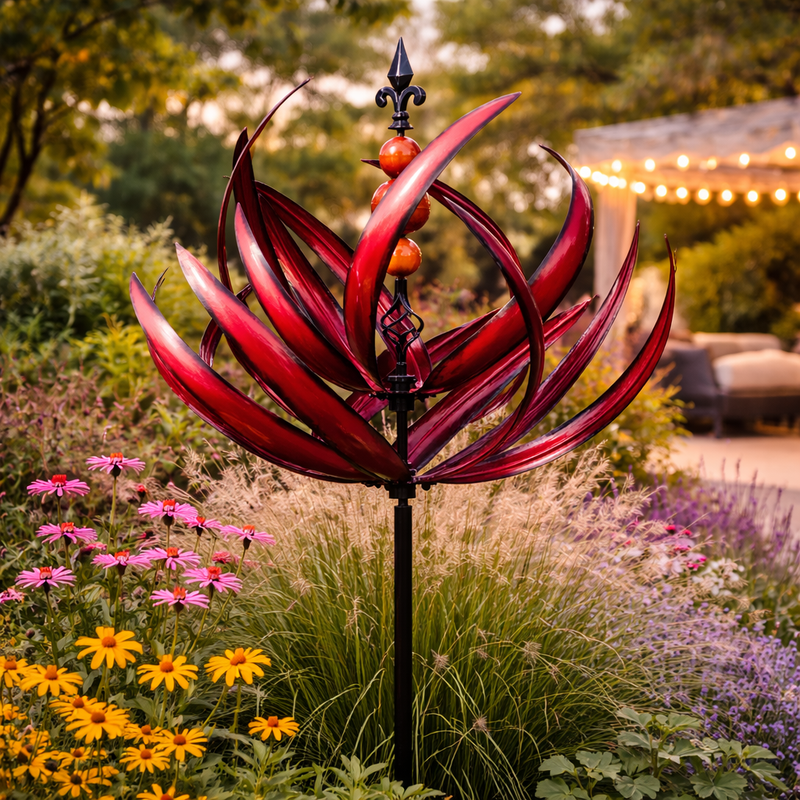 Metal Floral Garden Wind Spinner for Outdoor Decoration