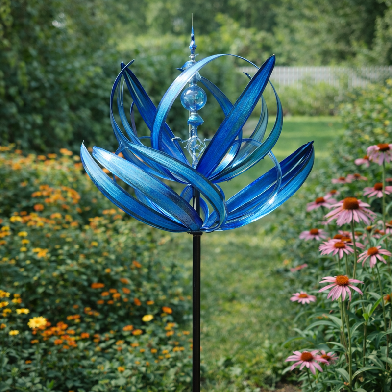 Metal Floral Garden Wind Spinner for Outdoor Decoration
