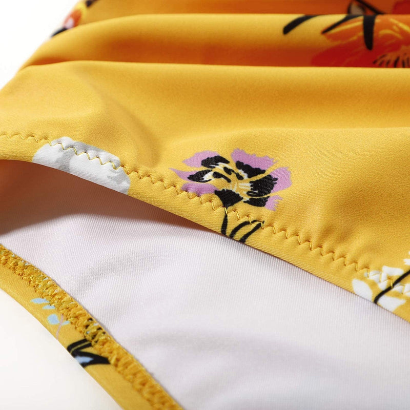 Ladies High Waist Bikini with Tropical Print and Pads