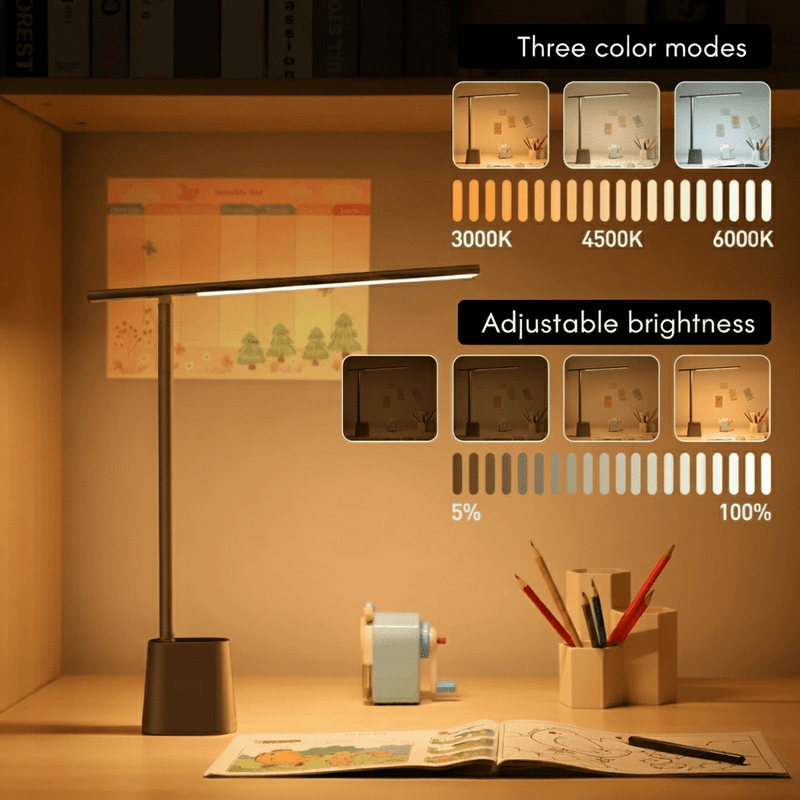 Foldable LED Desk Lamp with Dimmable USB-Powered Lighting