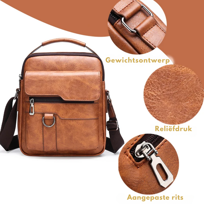 PU Leather Crossbody Bag with Multiple Zip Compartments