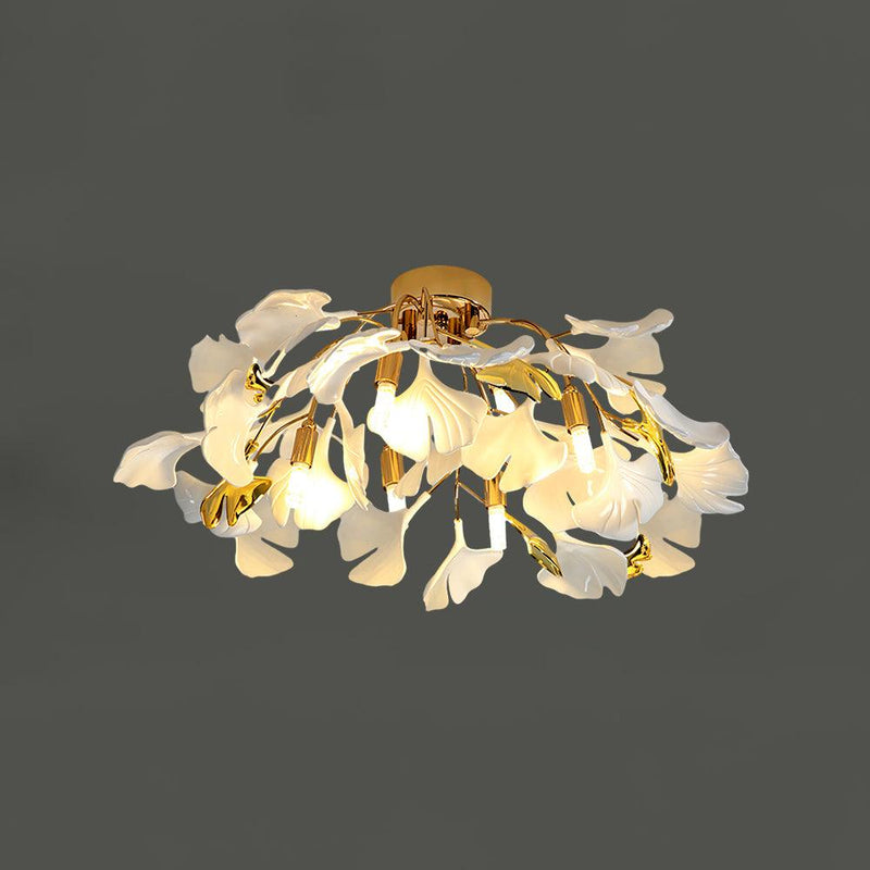 Ginkgo Leaf Ceramic Flush Mount Ceiling Light