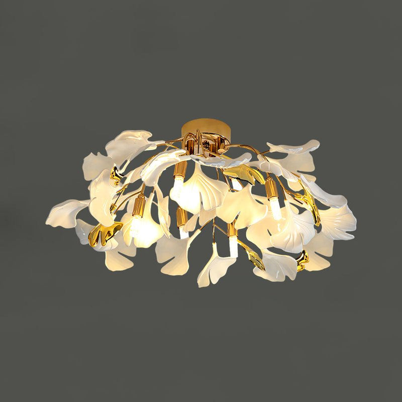 Ginkgo Leaf Ceramic Flush Mount Ceiling Light