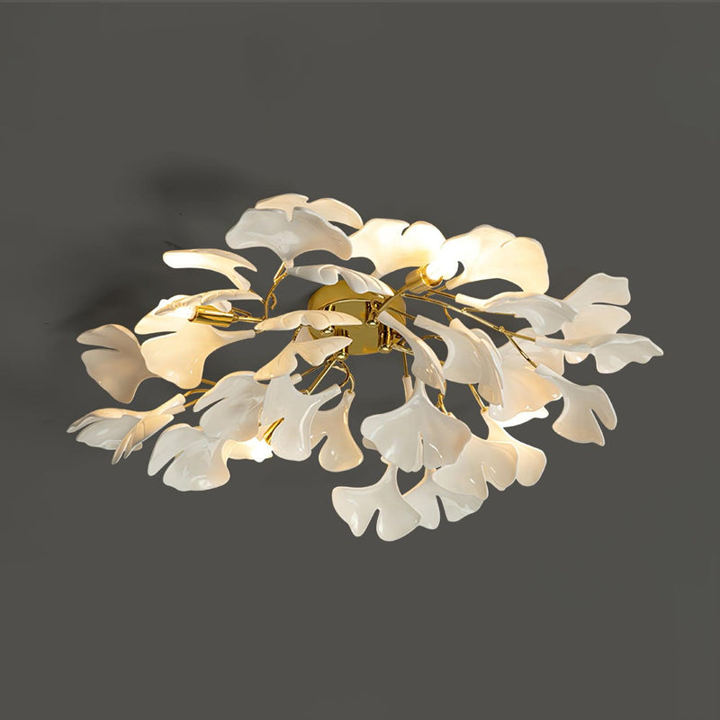 Ginkgo Leaf Ceramic Flush Mount Ceiling Light