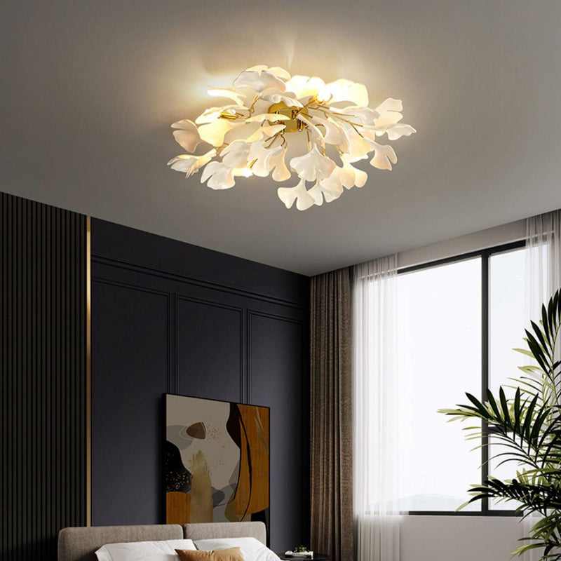 Ginkgo Leaf Ceramic Flush Mount Ceiling Light
